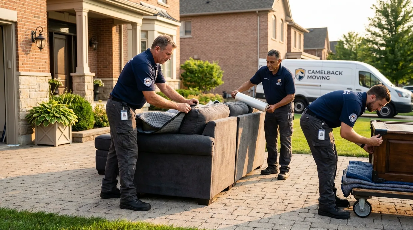 Large estate moving crew wrapping furniture in Redondo Beach, CA