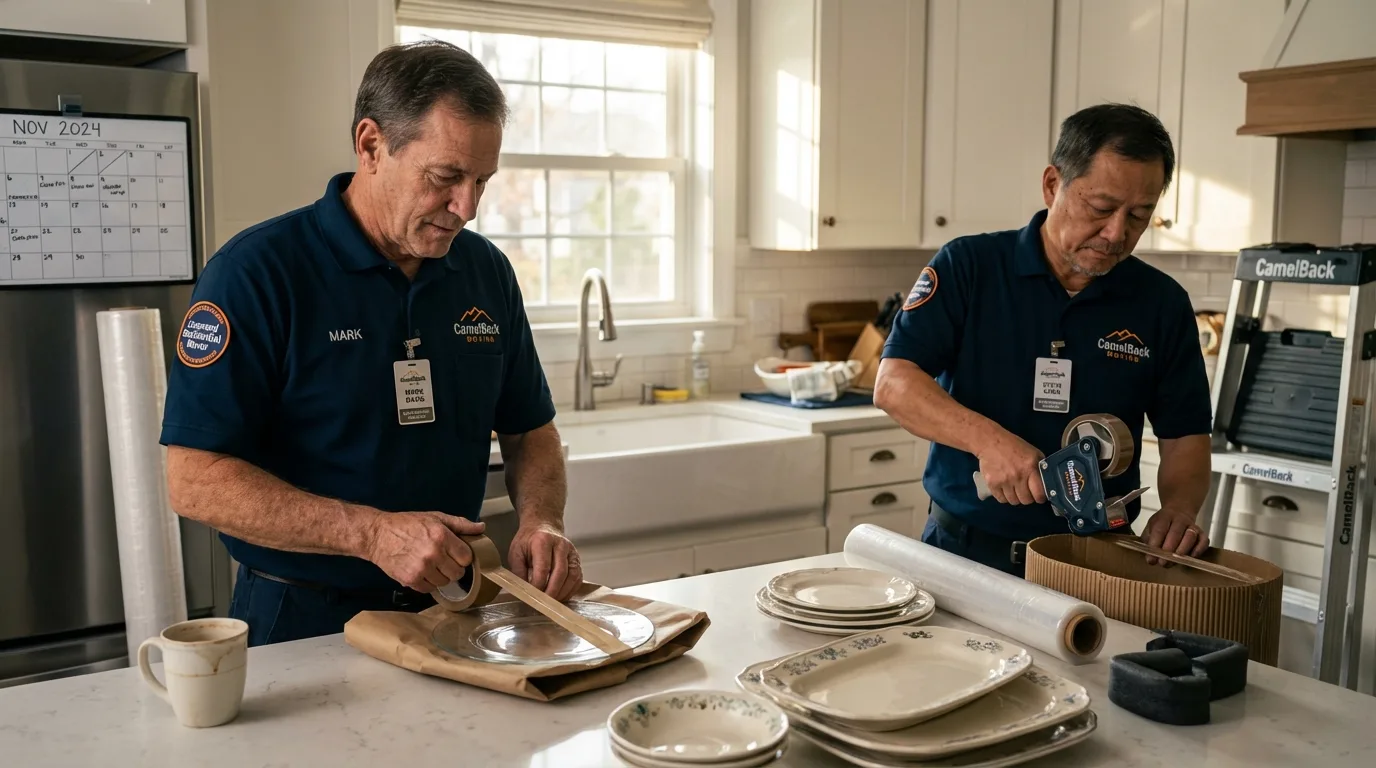 Professional crew packing kitchen dishware in Redondo Beach, CA